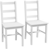 Dining Chairs Set of 2, Wood Kitchen Chair with Slat Backrest, Non-Slip, 41.5 x 46 x 90 cm, White 41.5 x 46 x 90 cm balta