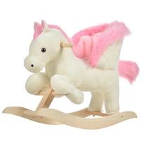 Rocking Horse Rocking Animal with Sound Effect, Grip Handles, Plush Baby Rocking Toy Rocking Seat for Toddlers 1.5-3 Months 70 x 28 x 57 cm