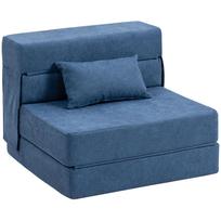 Grindinė sofa, Minkšta sofa, Transformuojama į čiužinį, Putplastis, Pagalvė, Tamsiai mėlyna 210 x 80 x 15 cm mėlyna