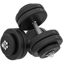 Dumbbell Set 8 x 5 kg, 4 x 1.5 kg Weight Plates with Plastic Coating, Floor-Friendly, Black 24.5 x 24.5 x 4.3 cm