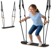 Skateboard Swing Kids Swing with Adjustable Height, Non-slip Board, Weatherproof Rope, Handles Black 79 x 40 x 180 cm