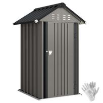 Metalinis sodo namelis 1,17 m², Sandėliavimo namelis su dvišlaičiu stogu, Vėdinimas, Užraktas, Pirštinės, 122 x 121 x 192 cm 122 x 121 x 192 cm šviesiai pilka spalva