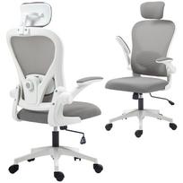 Office Chair Ergonomic Desk Chair with Flip-Up Armrests, Adjustable Lumbar Support Gray 64 x 63 x 125 cm pilka