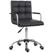 Office Chair in Retro Design, Height-Adjustable, 5 Casters, 52.5 cm x 54 cm x 99 cm, Black 52.5 x 54 x 99 cm