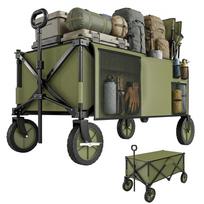 Hand Cart, Foldable, 5 Side Pockets, Retractable Handle, Load Capacity up to 120 kg, Steel, 108 x 55 x 93 cm, Green 108 x 55 x 93 cm žalia