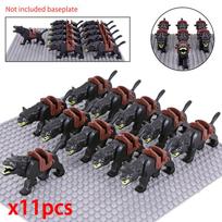Creative Medieval Black Wolf Orc Mount Knights Castle lotr Animals figures building blocks bricks Toys For Children gifts