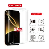 5Pcs HD Clear Screen Protector for iPhone 16 15 17 14 Pro Max 11 12 13 Pro 16e Tempered-Glass For IPhone XR XS Max 7 8Plus Glass iphone 11 gryna