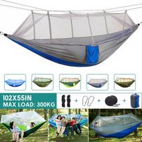 Camping Hammock with Mosquito Net Hanging Sleeping Tent Portable Hammock  260*140cm Outdoor Travel Tourist Nature Hike šviesiai pilka spalva