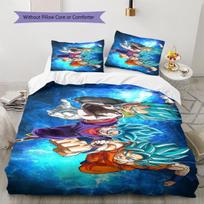 Dragon Ball Super Pattern Bedding,Quilt Set Quilt Cover Pillowcase Home Birthday Gift (1 * duvet cover + 2 * pillowcase, without core) 135x200cm