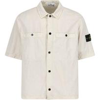 Stone Island Ss25 Logo Print Slim Fit Raglan Short Sleeve Shirt Men shirts Light-Beige K1S151200029S00WN-V0195 S