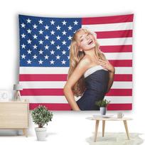 1pc Sabrina Pink White American Flag Tapestry Vibrant Stars  Stripes Soft Wall Hanging for Room Decor 74x94cm(29x37in)