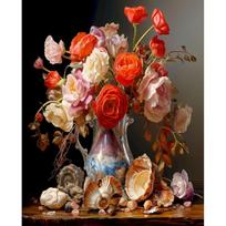 CHENISTORY Flower Coloring By Numbers Painting Set Acrylic Paints 40*50 Canvas Pictures Decorative Paintings Diy Crafts Gift 20x30cm no frame