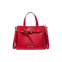Michael Kors MK Emilia Letter Logo Solid Color Litchi Grain Leather Handheld Shoulder Crossbody Bag Small Women Bags Bright-Red 35F0GU5S5T-BRIGHT-RED Basic Set (Bag+Dust Bag)