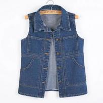 Middle length Denim Vest Lady Spring Autumn Slim Jeans Vest Jackets Female Casual Sleeveless Waistcoats Cowboy Coat Tops XXXXXXL mėlyna