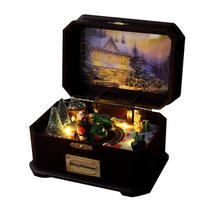 Christmas Decorations Music Box Ornaments Christmas Gifts European Style Luminous Christmas Rotating Music Box Window Decoration
