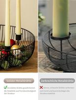 Adventinis vainikas žvakėms metalinis modernus patvarus juodas 30 cm — kalėdinės dekoracijos, stalo žvakidė, kalėdinė kompozicija, žvakių padėkliukas, svetainės papuošimai, minimalistinė žvakidė, metalinis dekoratyvinis dubuo