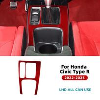 Real Soft Carbon Fiber Sticker For Honda Civic Type R 11th FL5 2022 2023 2024 2025 LHD RHD Car Gear Shift Panel Interior Trim For LHD Red Carbon juoda