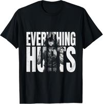 Everything Hurts Anime Workout Funny Weight Lifting Gym T-Shirt Size S-4XL S