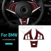 Carbon Fiber Steering Wheel Trim Panel for BMW M6 E63 E64 2004-2010 Interior Accessories Black With Red Set2 juoda