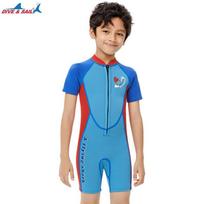 2.5mm Kids Short Sleeve Full Wetsuit Snorkeling Surfing Cold Water Swimming Warmth Protection Diving Gear Small 2-3Y