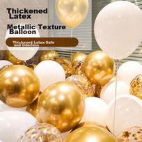 Balloon Set of 30 Birthday Balloons for Decoration, Party Setup, Wedding Decorations with Pump Included, Gold And White Mixed Colors
