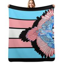 Trans flag tobias Throw Blanket Machine Washable Soft Warm Blanket Size: 75*100cm, Weight: 230 GSM