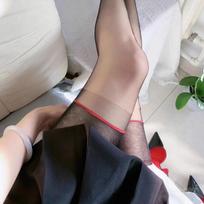 Contrast Color Lightweight Breathable Thigh High Stockings Women Foot Shaped Silky Touch Non-Elastic Stockings For Sexy Lingerie One Size
