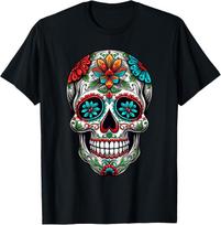 Dia De Los Muertos Costume Halloween Day of Dead Sugar Skull T-Shirt S