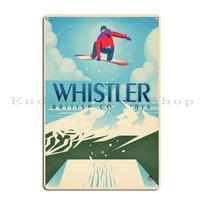 Snowboard Booter Whistler Bc Travel Poster Metal Sign Painting Cinema Bar Customize Pub Tin Sign Poster 20X30CM