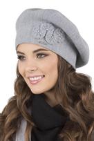 Vivisence damski beret z wełną jasnoszary, klasyczna ciepła czapka zimowa model 7006