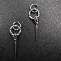 Punk Double Circle Spike Dangle Hoop Earrings Stainless Steel Twisted Chain Rivet Drop Huggies Gothic Grunge Long Ear Jewelry