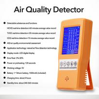 Multifunctional Digital Display High Accuracy HCHO TVOC CO2 Detector Air Quality Analyzer Monitor Color: orange