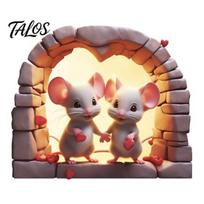 Peel Stick Animal Decals Mouse Hole Wall Decal, 3D Illusion Couple Mice Stickers, Removable Waterproof DIY Decor for Home and Art Bedroom Staircase A
