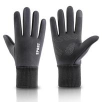 Yaphtes Winter Gloves, Suede Leather, Unisex, Warm, Touchscreen Compatible, Outdoor Cycling, Running, Driving, Windproof, Fleece-Lined Gloves, Gray