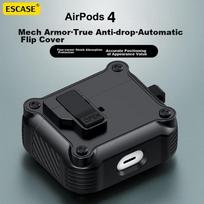 AirPods 4 Case, Apple Earphone Cover for Fourth Generation, Shockproof Armor Magnetic Shell, Anti-Loss Detachable Smart Pop-Up Case, Black