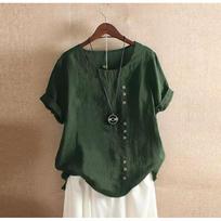 Spring and Summer Lace Stitching Short-sleeved T-shirt Women's Clothing XS žalia