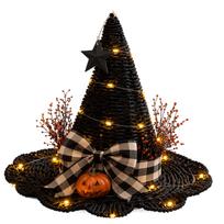 Woven Wicker Witch Hat Pointed Halloween Costume Accessory One Size
