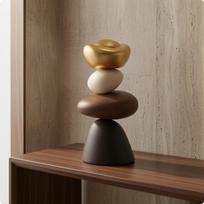 Stacked Stone Sculpture 360Degree Rotation Rotating Ornament Layered Design Resin for