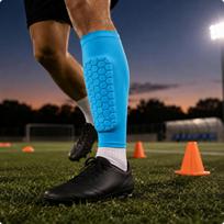 Shin Guard Sleeve Hexagonal Pattern Honeycomb Pullon Sports Protection for Football,
