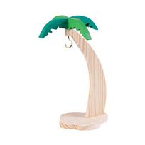 Sturdy Hook Wooden Banana Hanger Simulated Palm Leaf Fruit Storage Rack  Living Room Style A