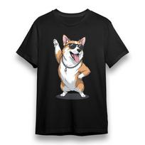 Mens Plus Size T-shirt with Sassy Corgi Graphic Unisex Black Cotton Tee M