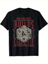 Dungeons & Dragons Rolling Dice Builds Character Short Sleeve T-Shirt | PLUS SI 3XL