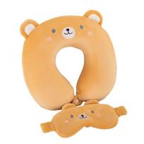 Cute Comfortable U-shaped Pillow Portable Support Travel Neck Cushion Slow Rebound Soft Eye Mask Office Nap