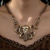 Retro Personalized Octopus Pendant Necklace auksas