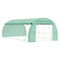 Polytunnel Greenhouse Walk-in Grow House Tent with Roll-up Sidewalls, Zipped Door and 12 Windows, 6x3x2m Green 597 x 300 x 200 cm žalia
