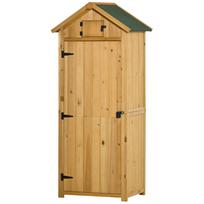 Sodo namelis Vertikalus komunalinis 3 lentynos Namelis Medinis Lauko sodo įrankių laikymo vienetas Sandėliavimo spintelė, 77 x 54,2 x 179 cm - Ruda 77 x 54.2 x 179 cm
