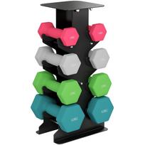 Hex Dumbbells Set with Dumbbell Rack, Hand Weights for Home Gym Strength Training, 2 x 1kg, 2 x 2kg, 2 x 3kg, 2 x 4kg 21 x 14 x 42 cm