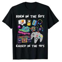 80s 90s Retro Pop Culture Boombox Rubik's Cube Game Controller T-shirt S