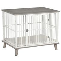 Dog Crate Pet Kennel Cage Top End Table w/ Soft Cushion for Small Medium Dog Grey 86 x 60 x 70 cm 86 x 60 x 70 cm