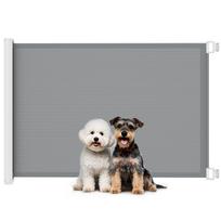Retractable Pet Safety Gate, Folding Dog Barrier, Grey 115 x 5.5 x 82.5 cm pilka